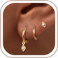 Freekiss 3 Pairs Gold Hoop Earrings Set: Dainty Stud Earrings Trendy Small 14K Gold Plated Hypoallergenic Dangle Cartilage Huggie Hoop Earrings for Women Gold Jewelry for Women Gifts