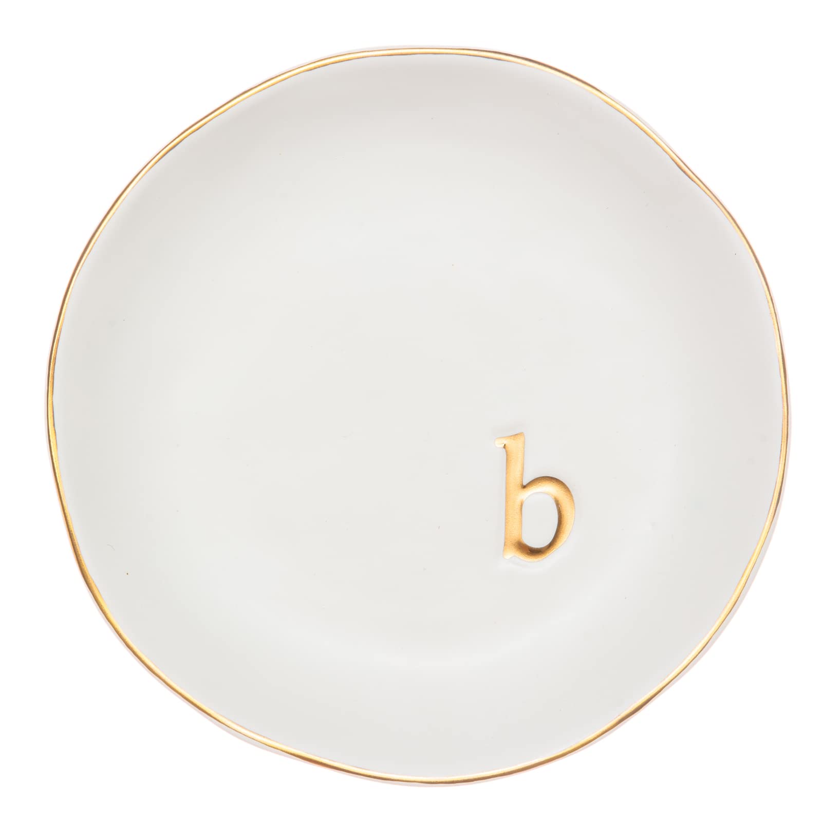 COLLECTIVE HOME - Ceramic Jewelry Tray, Decorative Trinket Dish for Rings Earrings Necklaces Bracelet Watch Keys, Birthday Mother's Day Christmas Gift for Women, 4.75", White Surface (M)