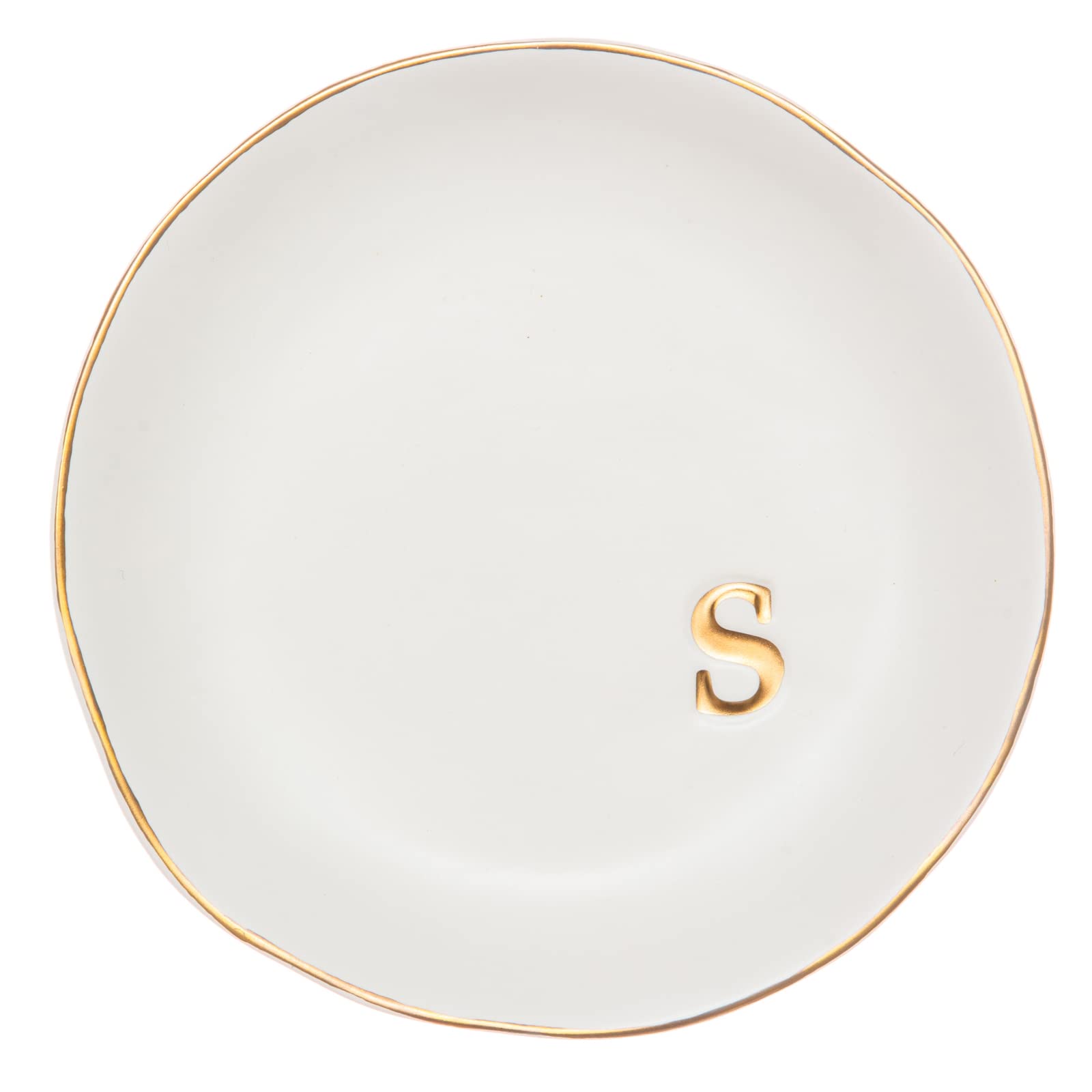 COLLECTIVE HOME - Ceramic Jewelry Tray, Decorative Trinket Dish for Rings Earrings Necklaces Bracelet Watch Keys, Birthday Mother's Day Christmas Gift for Women, 4.75", White Surface (M)