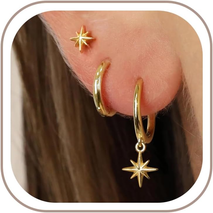 Freekiss 3 Pairs Gold Hoop Earrings Set: Dainty Stud Earrings Trendy Small 14K Gold Plated Hypoallergenic Dangle Cartilage Huggie Hoop Earrings for Women Gold Jewelry for Women Gifts