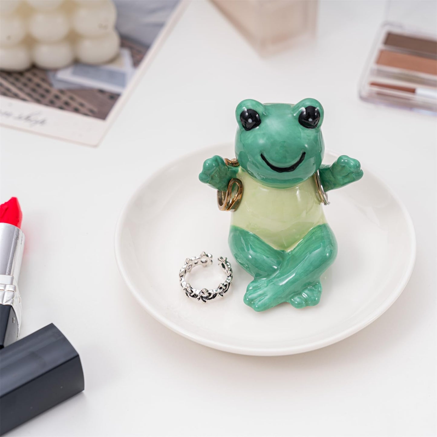 Cute Turtle Ring Holder Dish, Ceramic Jewelry Holder Preppy Room Decor, Turtle Gifts for Women Birthday Christmas Wedding