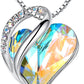 Leafael Mothers Day Gift Necklaces for Women, Infinity Love Birthstone Heart Crystal Pendant, Birthday Anniversary Jewelry for Wife, Mom, and Her, Silver Plated, 18" + 2" Adjustable Chain