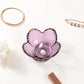 Purple Flower Jewelry Dish Glass Ring Holder Dish Jewelry Tray Cute Vanity Organizer Aesthetic Nightstand Bathroom Room Decor Trinket Dish Mothers Day Friendship Christmas Birthday Gifts for Women
