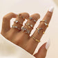 KISS WIFE Gold Stackable Moon Star Knuckle Rings Set for Women, Boho Dainty Lightweight Stacking Rings, Vintage Midi Rings Pack, Trendy Jewelry