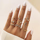 KISS WIFE Gold Stackable Moon Star Knuckle Rings Set for Women, Boho Dainty Lightweight Stacking Rings, Vintage Midi Rings Pack, Trendy Jewelry