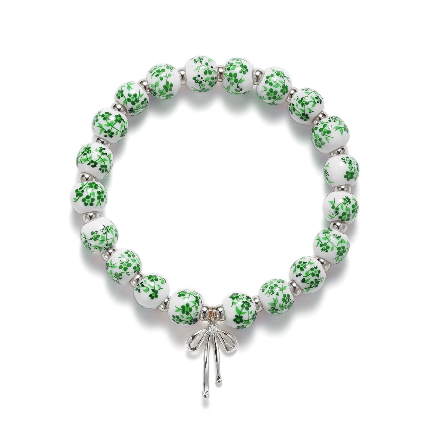 Beads Bow Charm Bracelet for Women Flower Vintage Bracelet Handmade Stretch Beaded Dainty Romantic Jewelry Gifts