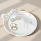 COLLECTIVE HOME Custom Initial Ceramic Jewelry Tray with Bow - Ring Holder & Earring Dish | Christmas Gift Idea for Women, Unique Birthday Present for Her (M)