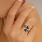 Vintage 14K Gold Plated and Silver Spoon Ring – Adjustable Ring with Carving Design for Women, Unique Boho Open Ring for Gift