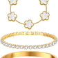 Womens Stackable Floral Gold Bracelets - 3Pcs 18K Gold Plated Bracelet,Stainless Steel Bangle Bracelets Non Tarnish, Gold Bracelet Set Trendy Jewelry,Christmas Valentines Birthday Gifts for Girlfriend