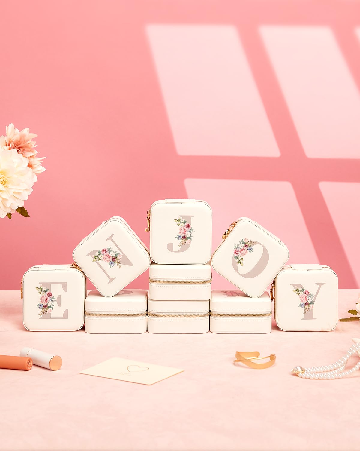 Enthralite Travel Jewelry Box for Girls: Traveling Ring Case Gift for Women - Mini Organizer for Necklaces Earrings White A