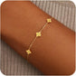 Birthstone Gold Clover Bracelet Dainty 14K Gold Plated Cute Friendship Stackable Bracelets for Women No Tarnish Trendy Charm Best Friend Bracelet Stack for Birthday Jewelry