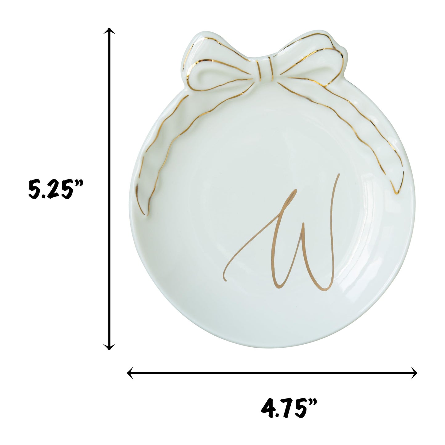 COLLECTIVE HOME Custom Initial Ceramic Jewelry Tray with Bow - Ring Holder & Earring Dish | Christmas Gift Idea for Women, Unique Birthday Present for Her (M)