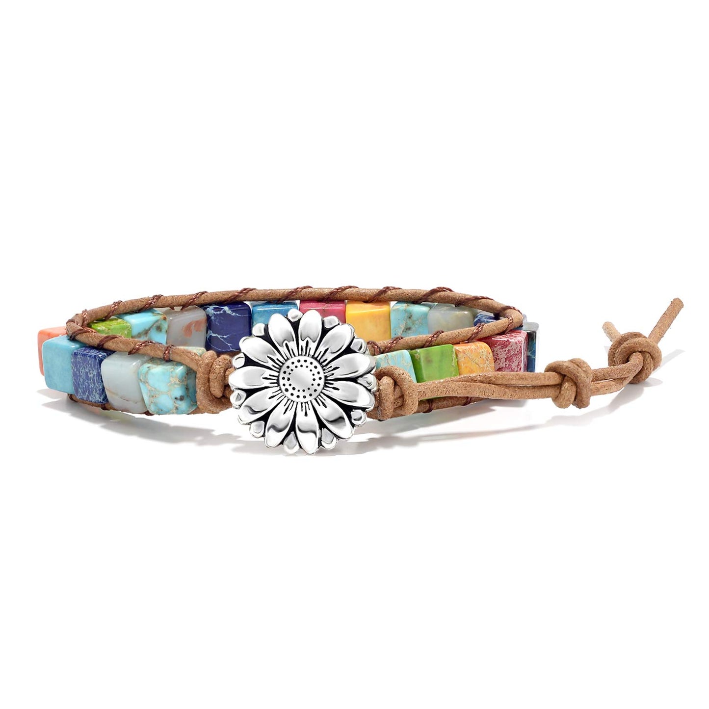 sedmart 7 Chakra Bracelets for Women with Real Stones Leather Wrap Healing Bead Bracelet Women Men Boho Friendship Jewelry
