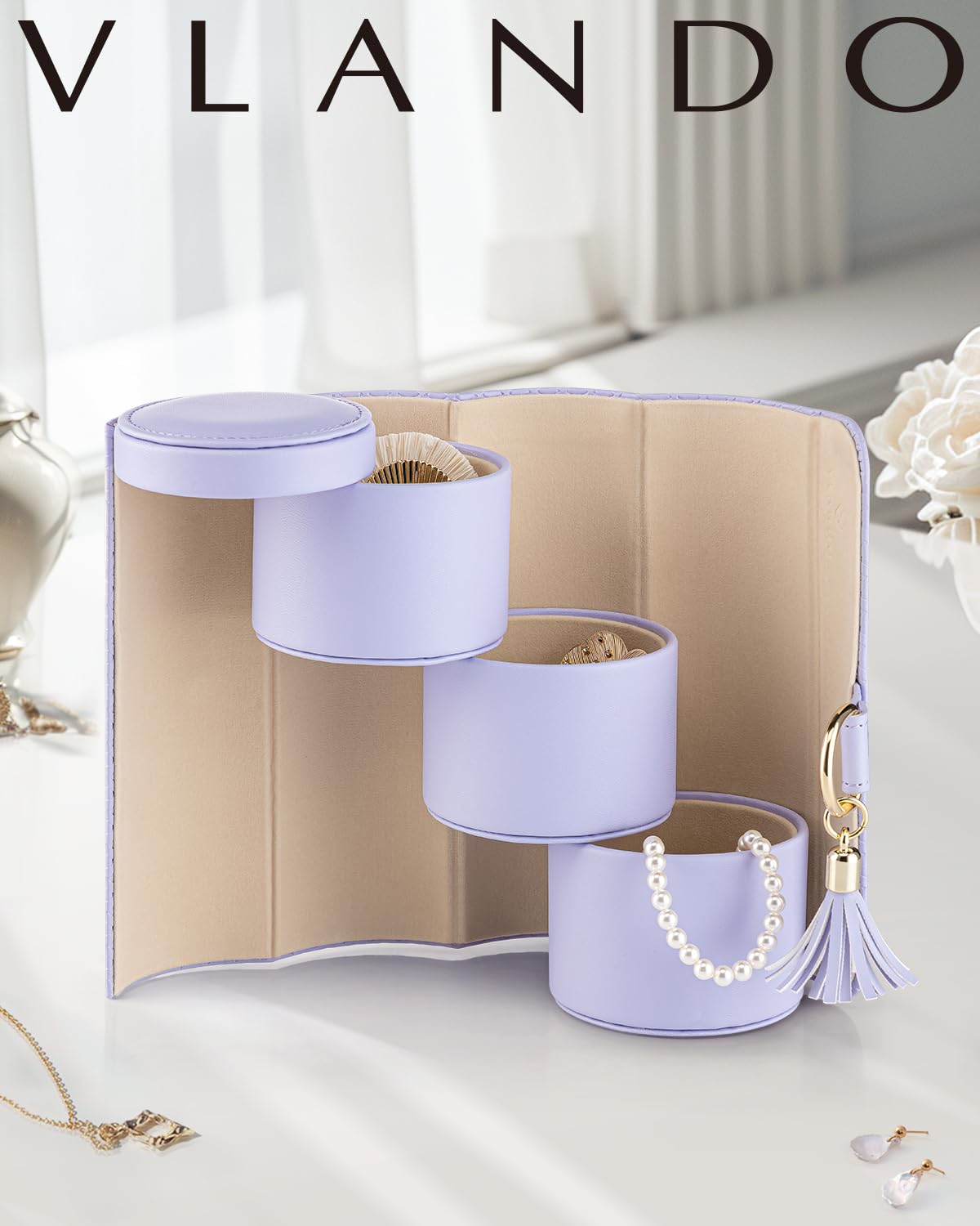 VLANDO Viaggio Mothers Day Gifts Her - Small Jewelry Case Box - Travel Essential Accessories for Women, Travelers, Couples, Mom, Friends, Bridesmaid