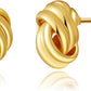 SHERLOVE Trendy Gold Plated Knot Earrings for Women Chunky Statement Drop Dangle Earrings Lightweight Hypoallergenic Fashion Accessories Gold Jewelry Gifts for Womens