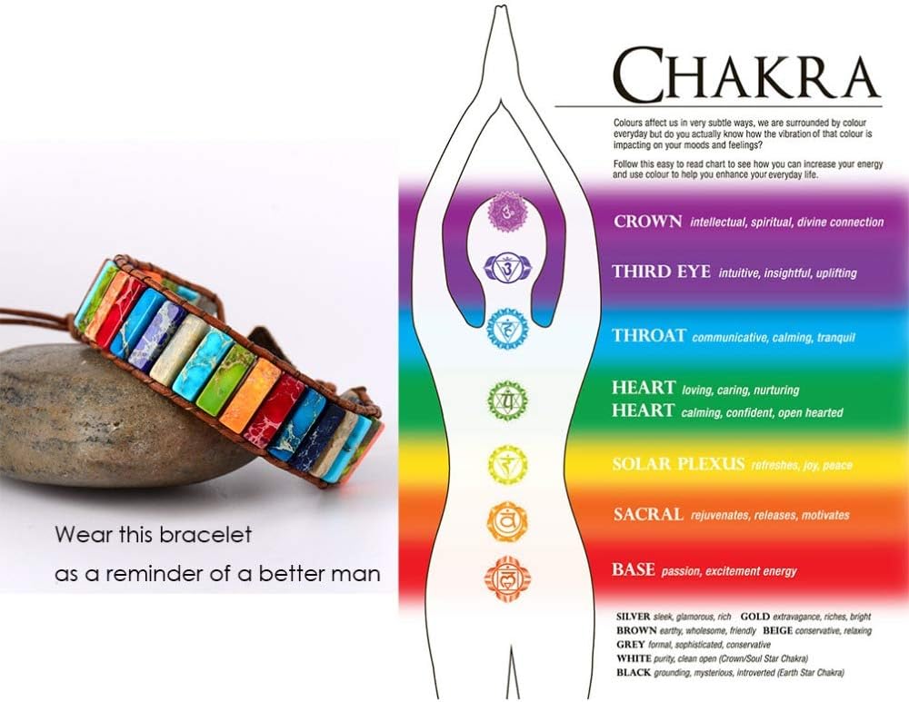 sedmart 7 Chakra Bracelets for Women with Real Stones Leather Wrap Healing Bead Bracelet Women Men Boho Friendship Jewelry