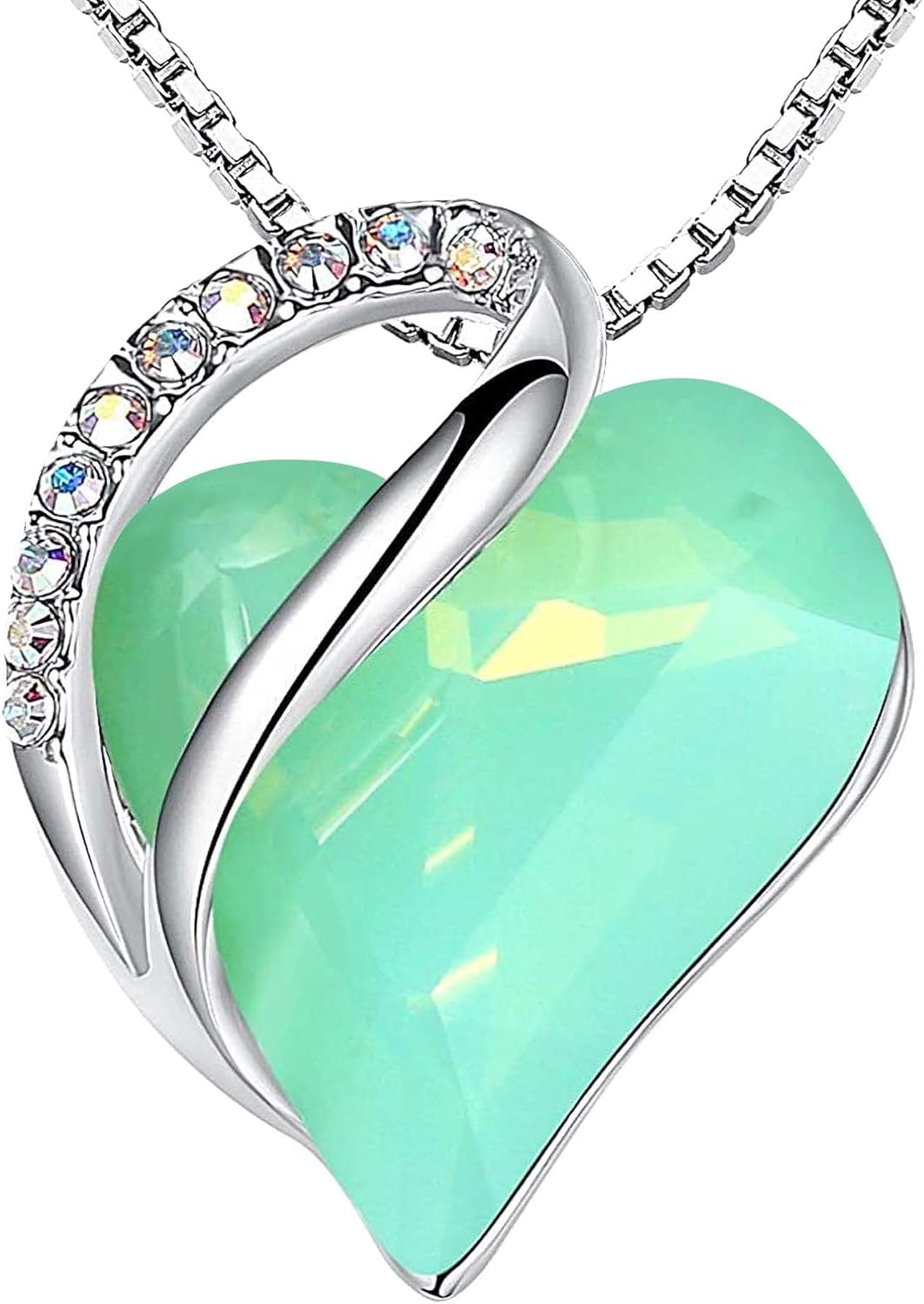 Leafael Mothers Day Gift Necklaces for Women, Infinity Love Birthstone Heart Crystal Pendant, Birthday Anniversary Jewelry for Wife, Mom, and Her, Silver Plated, 18" + 2" Adjustable Chain