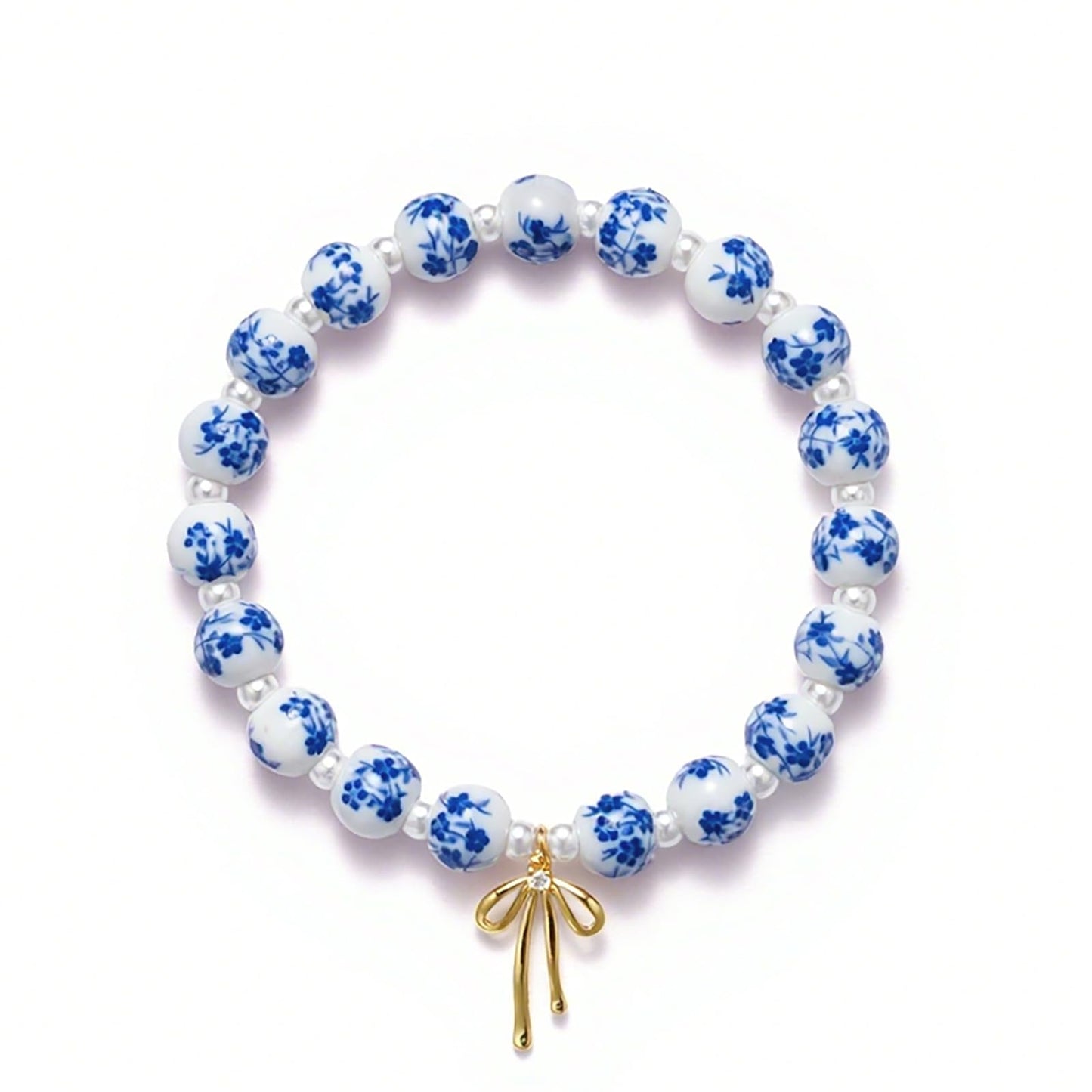 Beads Bow Charm Bracelet for Women Flower Vintage Bracelet Handmade Stretch Beaded Dainty Romantic Jewelry Gifts