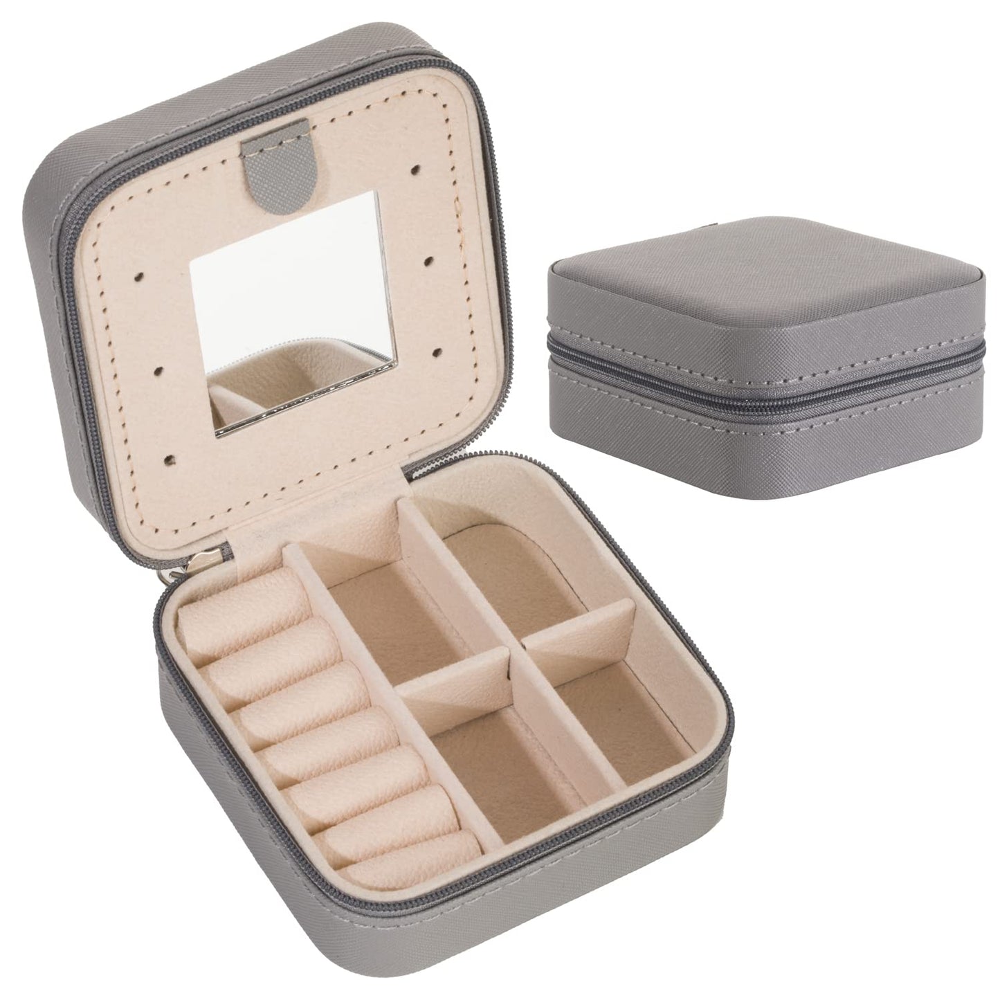 KElofoN Travel jewelry case Travel jewelry box Travel Jewelry Organizer Small box Gift for Girls Women with Mirror(Pink)