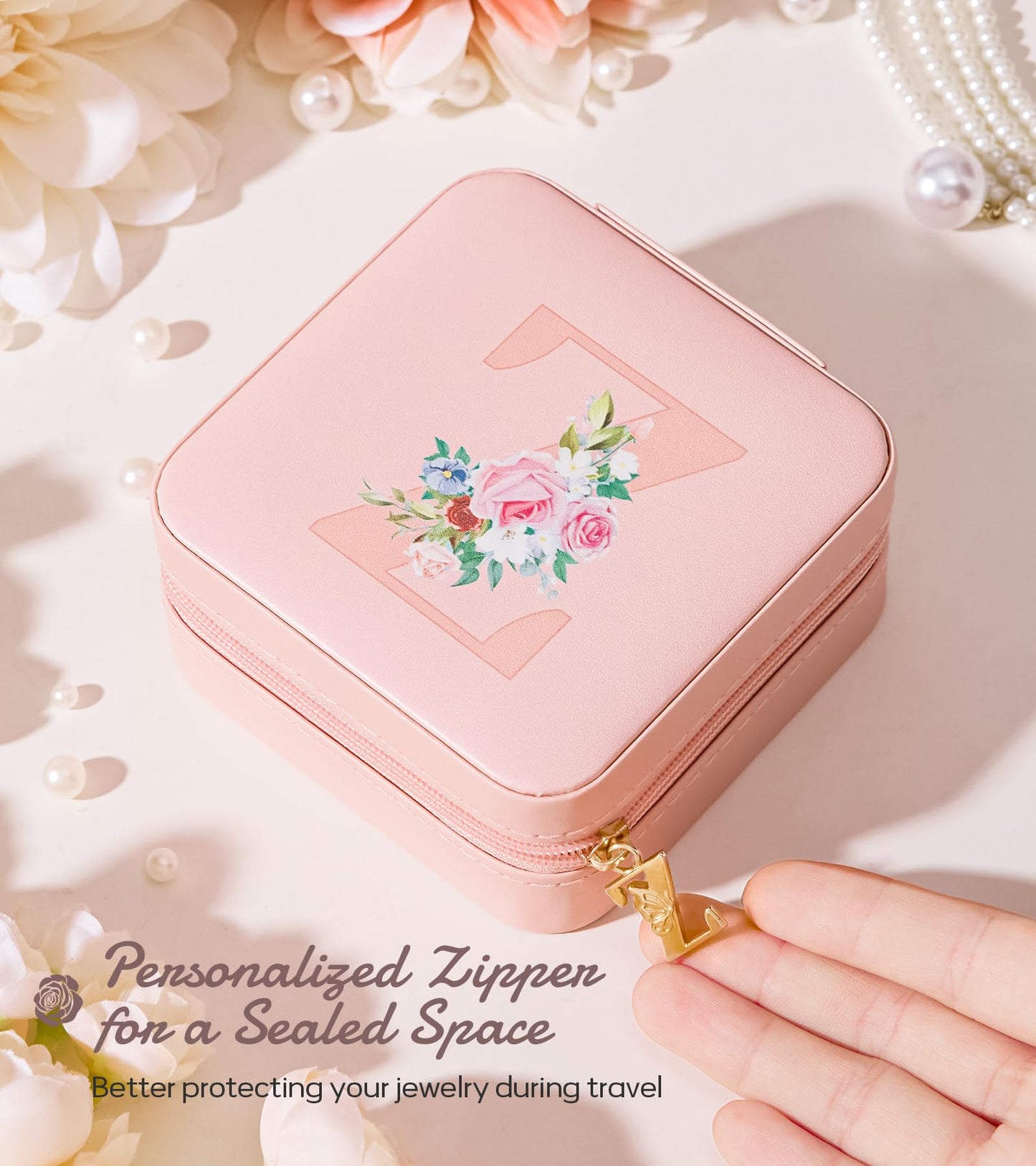 Enthralite Travel Jewelry Box for Girls: Traveling Ring Case Gift for Women - Mini Organizer for Necklaces Earrings White A