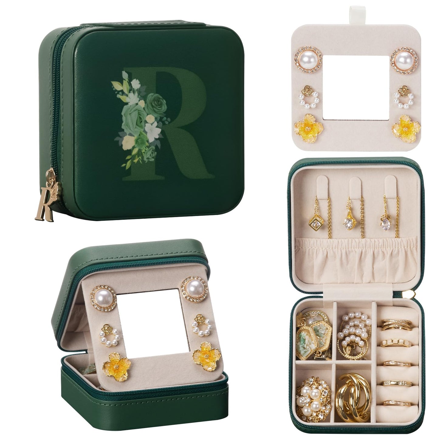 Enthralite Travel Jewelry Box for Girls: Traveling Ring Case Gift for Women - Mini Organizer for Necklaces Earrings White A