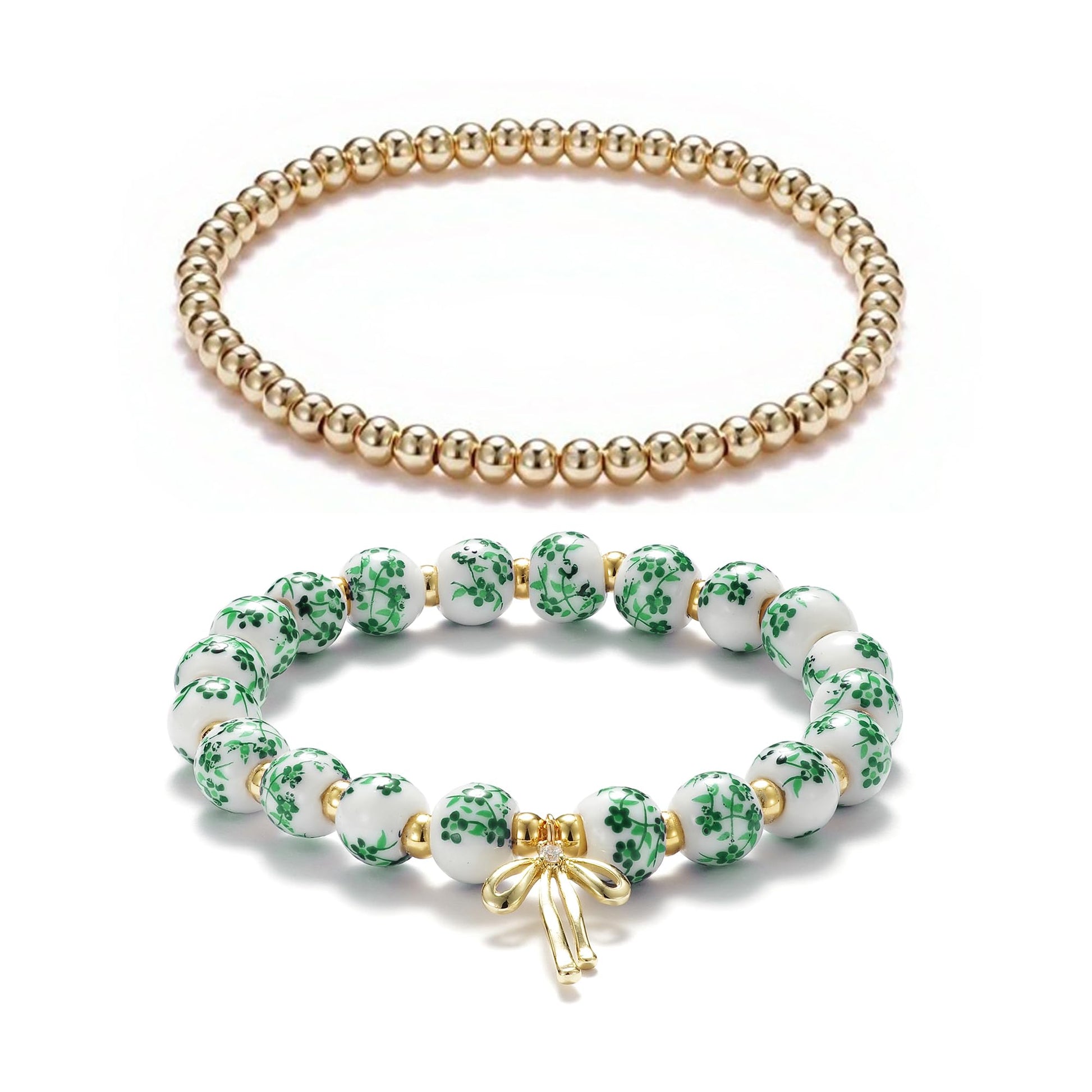 Beads Bow Charm Bracelet for Women Flower Vintage Bracelet Handmade Stretch Beaded Dainty Romantic Jewelry Gifts