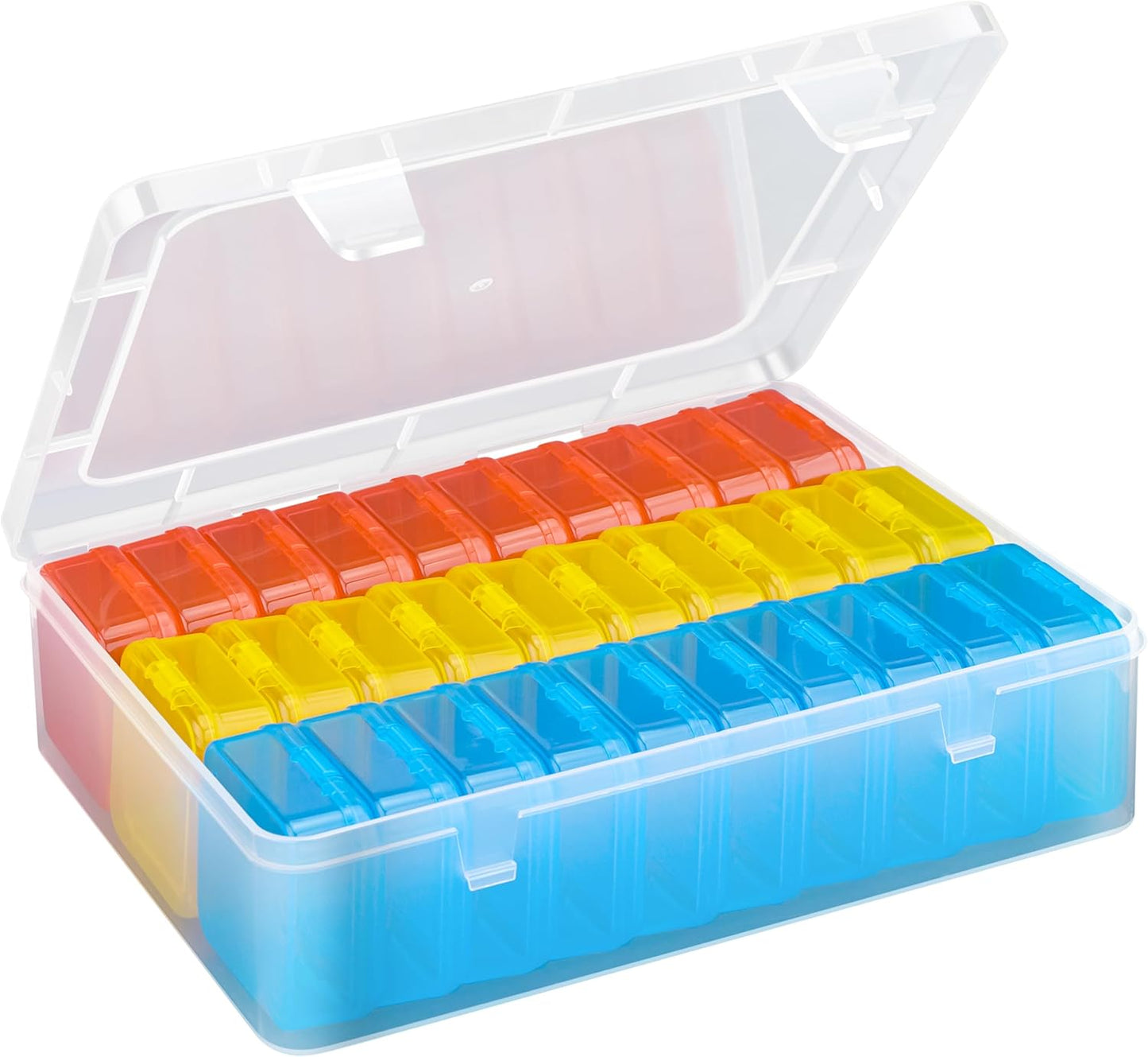 Mathtoxyz Bead Organizer Box, 30Pcs Small Beads Organizers and Storage Plastic Cases Mini Clear Dimond Storage Containers Boxes with Hinged Lid and Rectangle for Bracelet Making DIY Jewelry Craft Nail