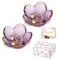 Purple Flower Jewelry Dish Glass Ring Holder Dish Jewelry Tray Cute Vanity Organizer Aesthetic Nightstand Bathroom Room Decor Trinket Dish Mothers Day Friendship Christmas Birthday Gifts for Women