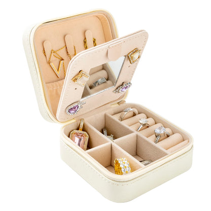 KElofoN Travel jewelry case Travel jewelry box Travel Jewelry Organizer Small box Gift for Girls Women with Mirror(Pink)