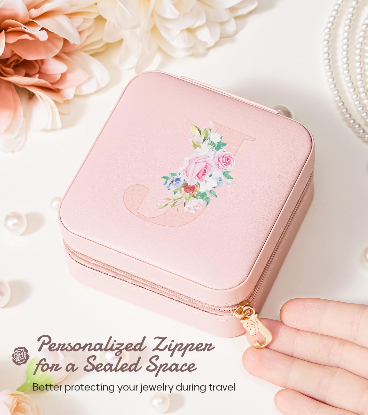 Enthralite Travel Jewelry Box for Girls: Traveling Ring Case Gift for Women - Mini Organizer for Necklaces Earrings White A