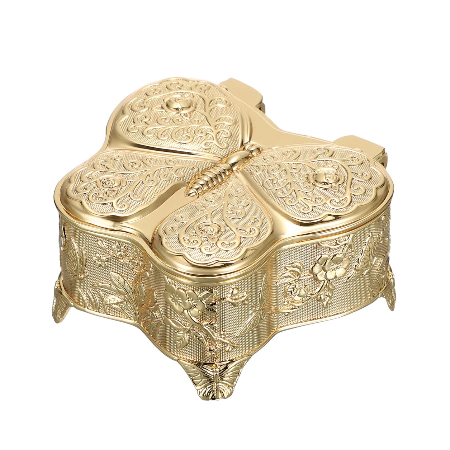 Hipiwe Vintage Metal Jewelry Trinket Box - Butterfly Shape Jewelry Organizer Treasure Chest Ring Holder, Earrings Necklace Storage Box Keepsake Box for Women