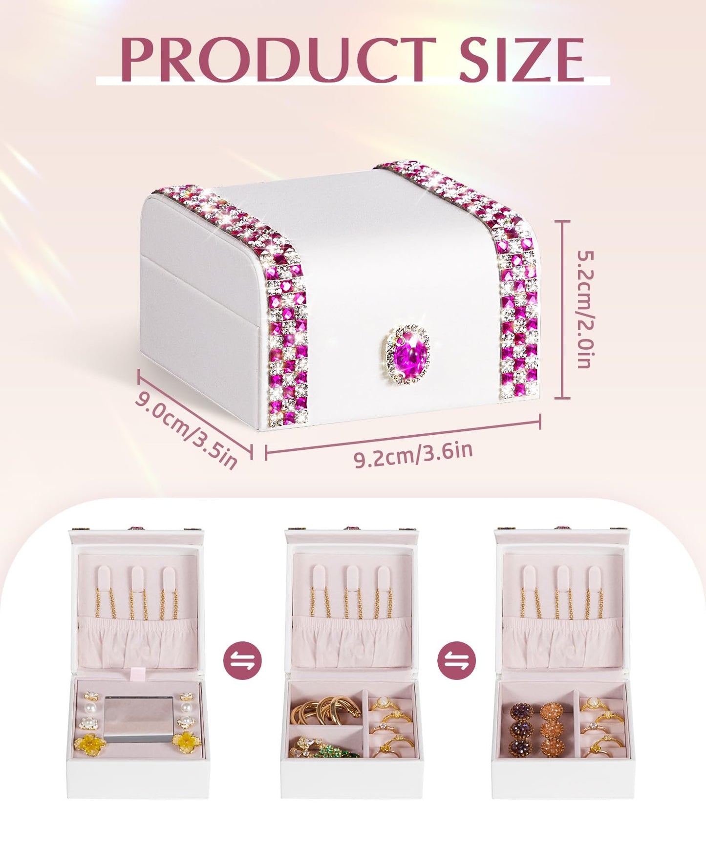Homde Mothers Day Gifts Women Small Jewelry Box: Travel Case for Ring Earring Necklace - Birthday & Return Gift (Pink)