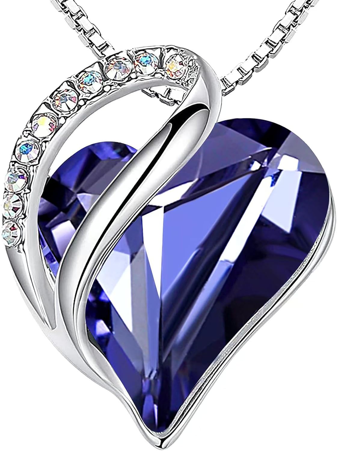 Leafael Mothers Day Gift Necklaces for Women, Infinity Love Birthstone Heart Crystal Pendant, Birthday Anniversary Jewelry for Wife, Mom, and Her, Silver Plated, 18" + 2" Adjustable Chain