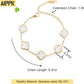 AIPPK 18K Gold Plated Clover Lucky Bracelet for Women White/Black/Red/Green Flower Four Leaf Link Bracelets Trendy Jewelry Gifts for Women