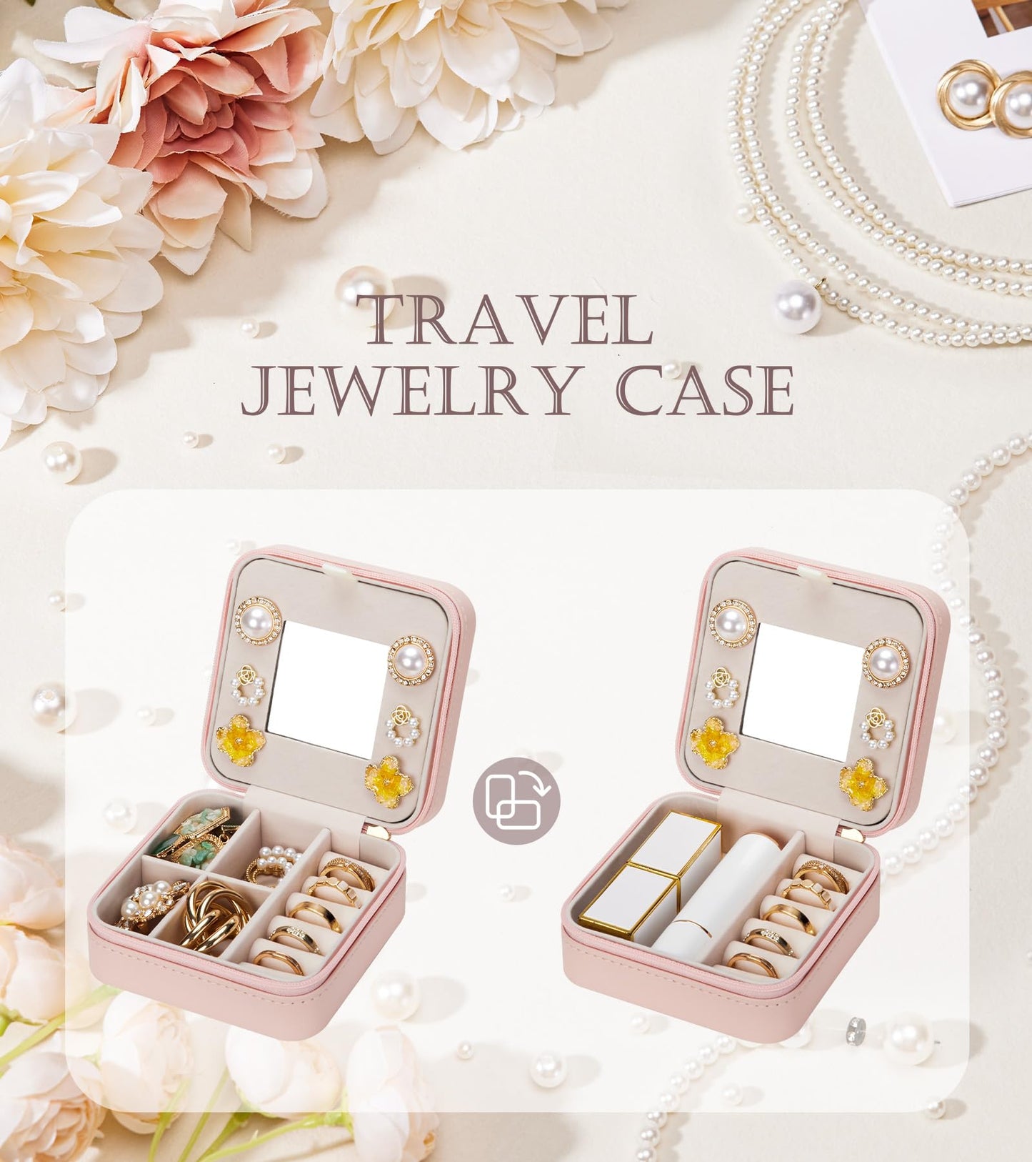 Enthralite Travel Jewelry Box for Girls: Traveling Ring Case Gift for Women - Mini Organizer for Necklaces Earrings White A