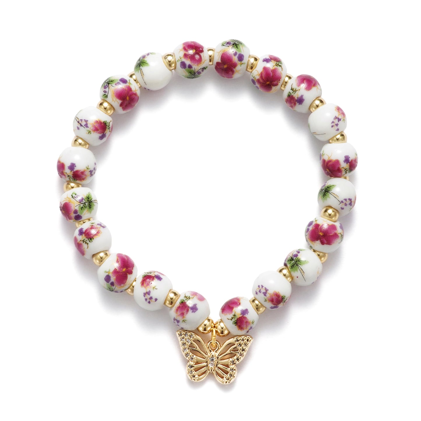 Beads Bow Charm Bracelet for Women Flower Vintage Bracelet Handmade Stretch Beaded Dainty Romantic Jewelry Gifts
