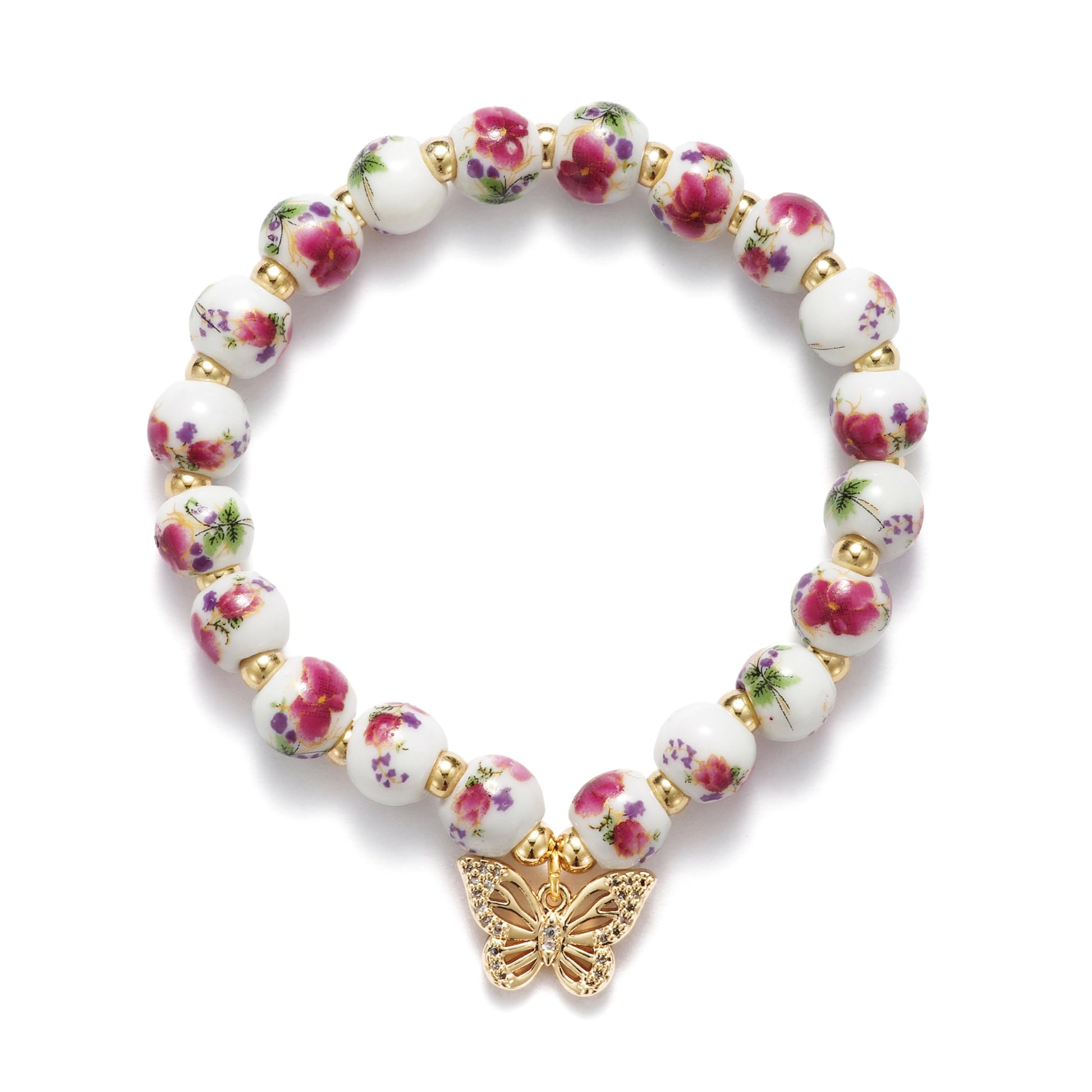 Beads Bow Charm Bracelet for Women Flower Vintage Bracelet Handmade Stretch Beaded Dainty Romantic Jewelry Gifts