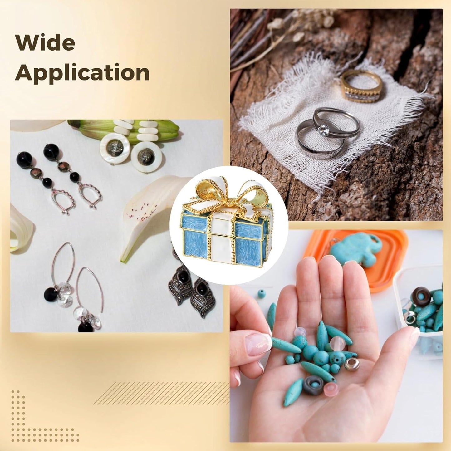 Small Jewelry Gift Box for Necklace, Earrings, Bracelet, Women Gifts, Alloy Bowknot Design, Blue and White Grid Pattern, Metallic Luster, Exquisite Enamel Craft, Inner Pad Protection