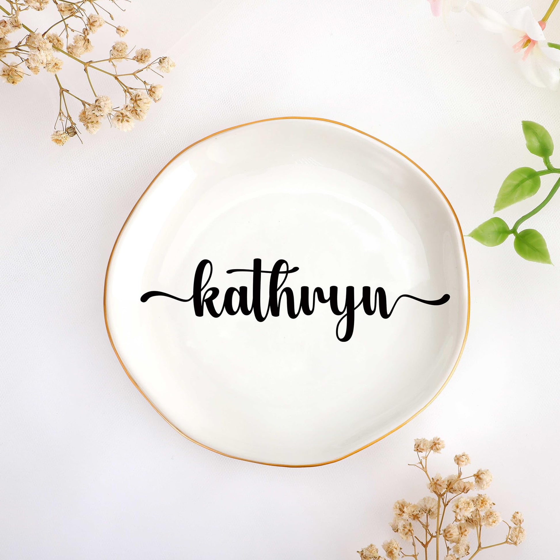JoycuFF Initial A Ceramic Jewelry Tray, Bridesmaid Bride Gifts, Engagement Birthday Best Friend Mom Grandma Sister Gifts for Women, Trinket Dish for Rings Earrings Necklaces Bracelets Keys