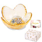 Purple Flower Jewelry Dish Glass Ring Holder Dish Jewelry Tray Cute Vanity Organizer Aesthetic Nightstand Bathroom Room Decor Trinket Dish Mothers Day Friendship Christmas Birthday Gifts for Women