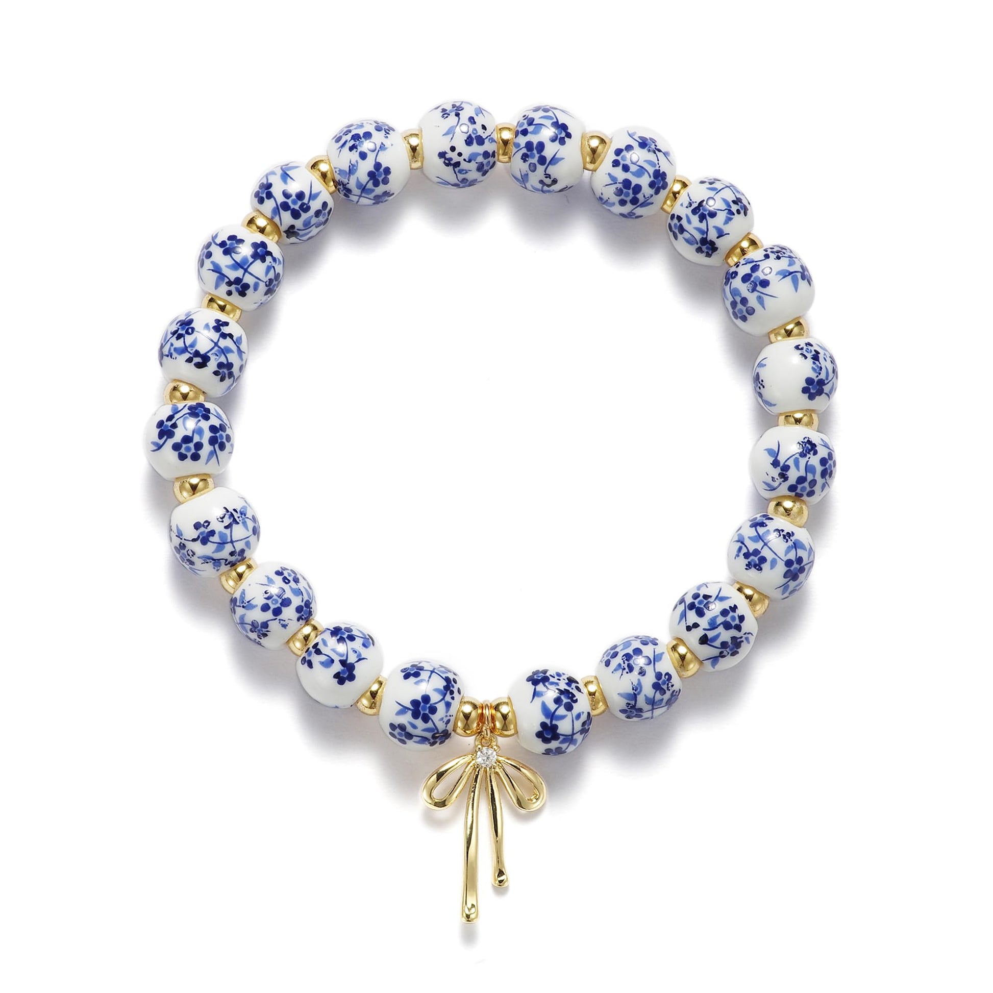Beads Bow Charm Bracelet for Women Flower Vintage Bracelet Handmade Stretch Beaded Dainty Romantic Jewelry Gifts