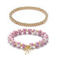 Beads Bow Charm Bracelet for Women Flower Vintage Bracelet Handmade Stretch Beaded Dainty Romantic Jewelry Gifts
