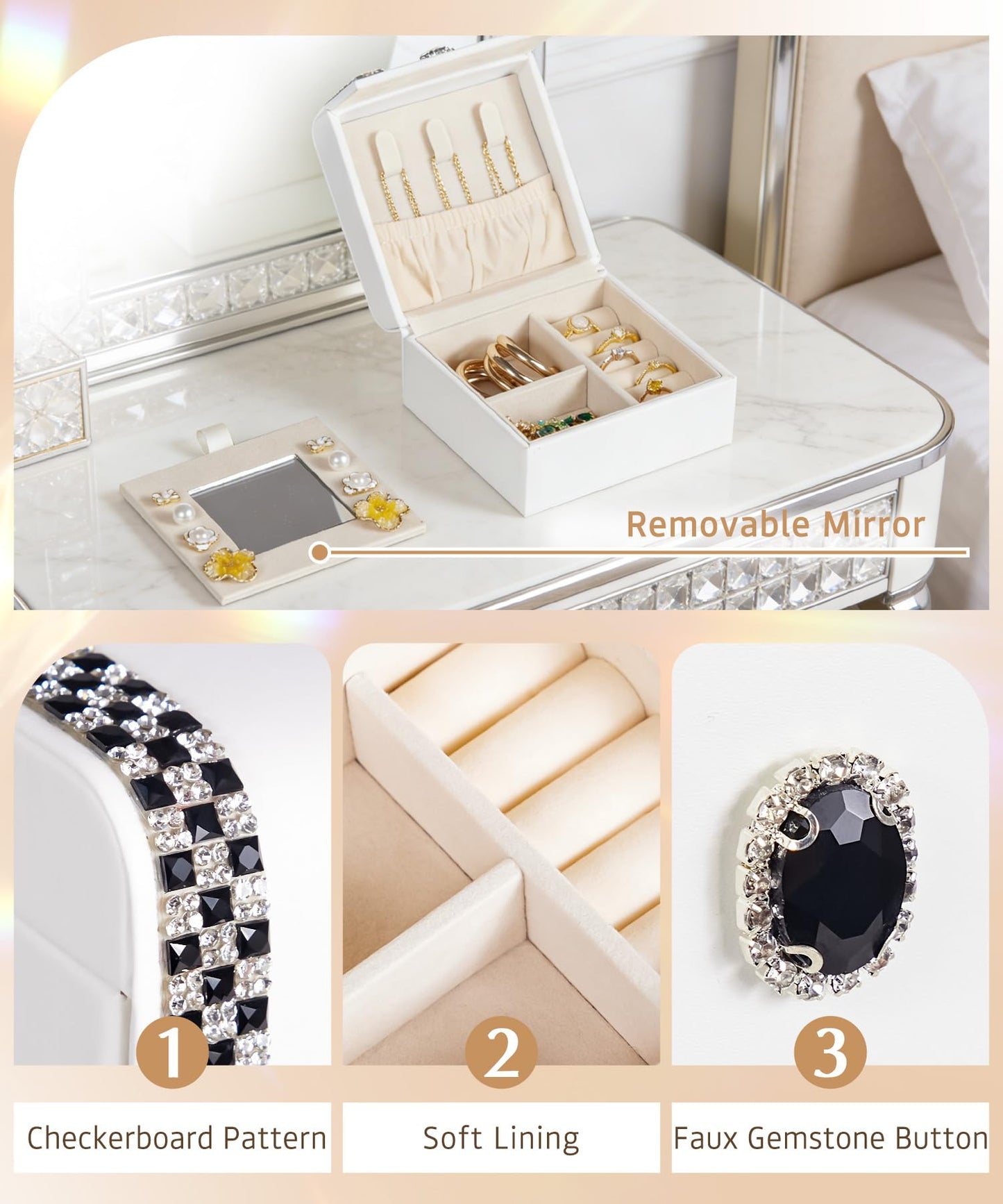 Homde Mothers Day Gifts Women Small Jewelry Box: Travel Case for Ring Earring Necklace - Birthday & Return Gift (Pink)