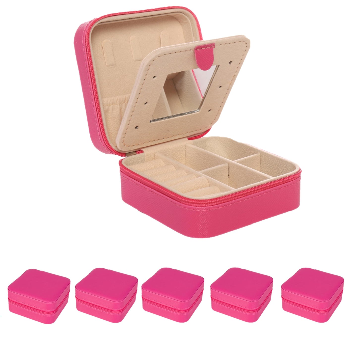 KElofoN Travel jewelry case Travel jewelry box Travel Jewelry Organizer Small box Gift for Girls Women with Mirror(Pink)