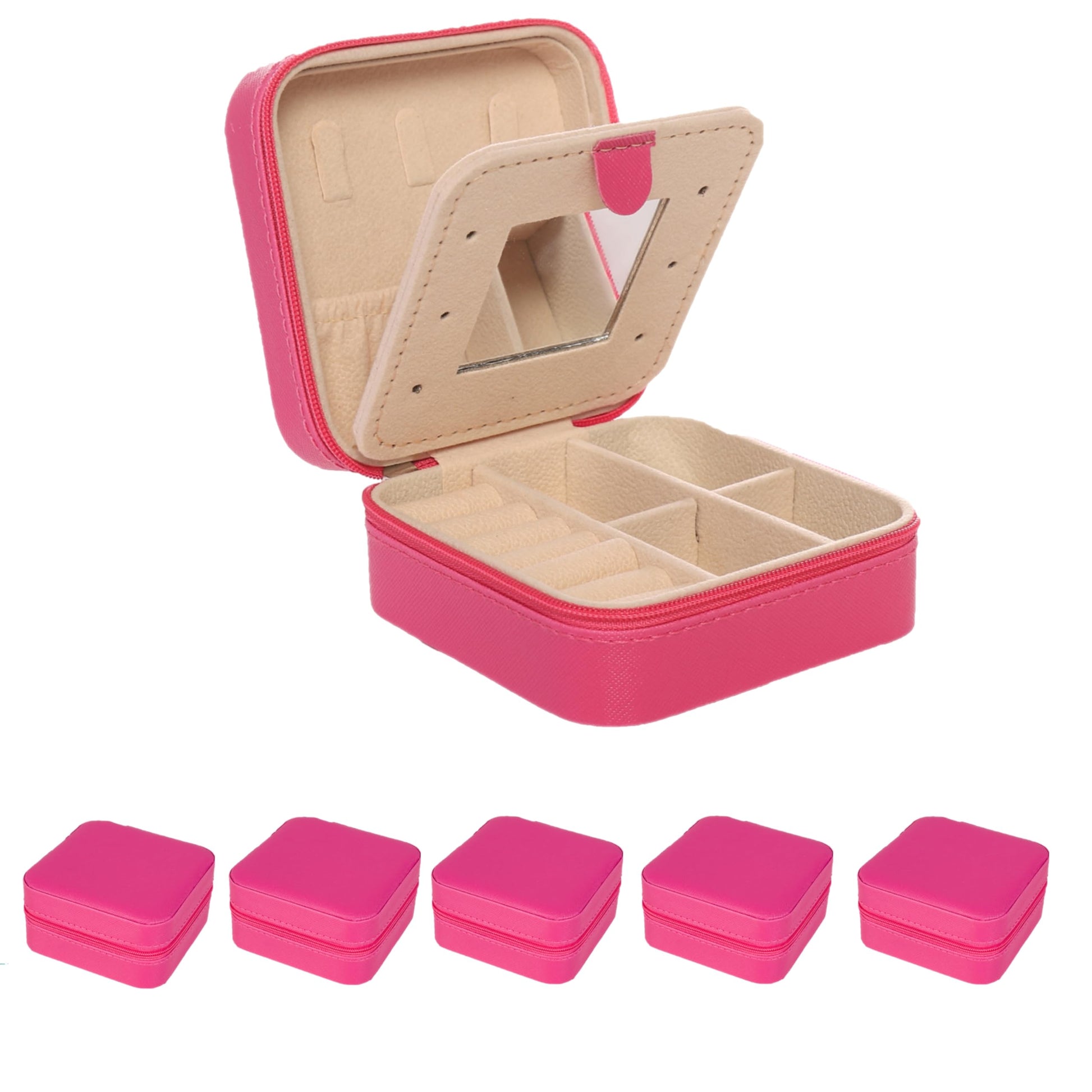 KElofoN Travel jewelry case Travel jewelry box Travel Jewelry Organizer Small box Gift for Girls Women with Mirror(Pink)