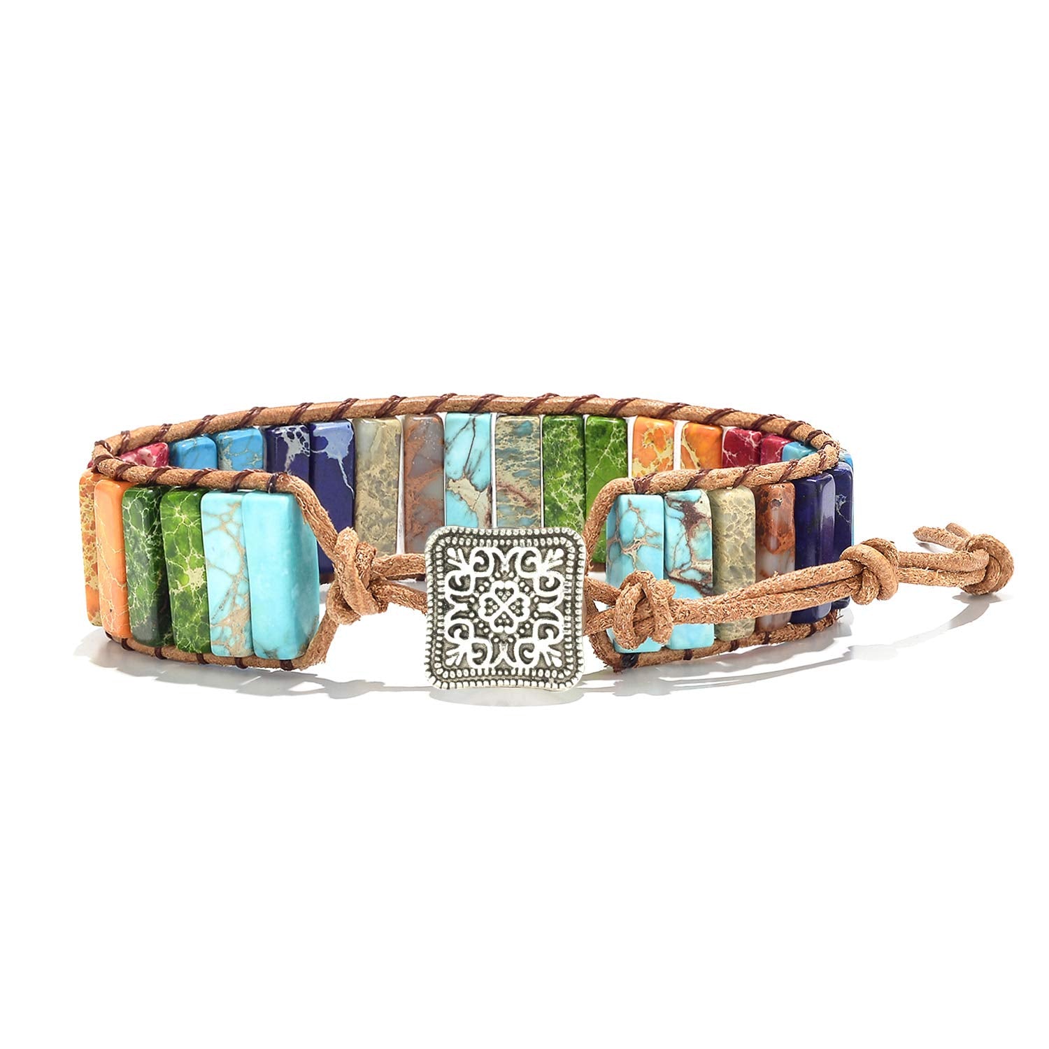 sedmart 7 Chakra Bracelets for Women with Real Stones Leather Wrap Healing Bead Bracelet Women Men Boho Friendship Jewelry