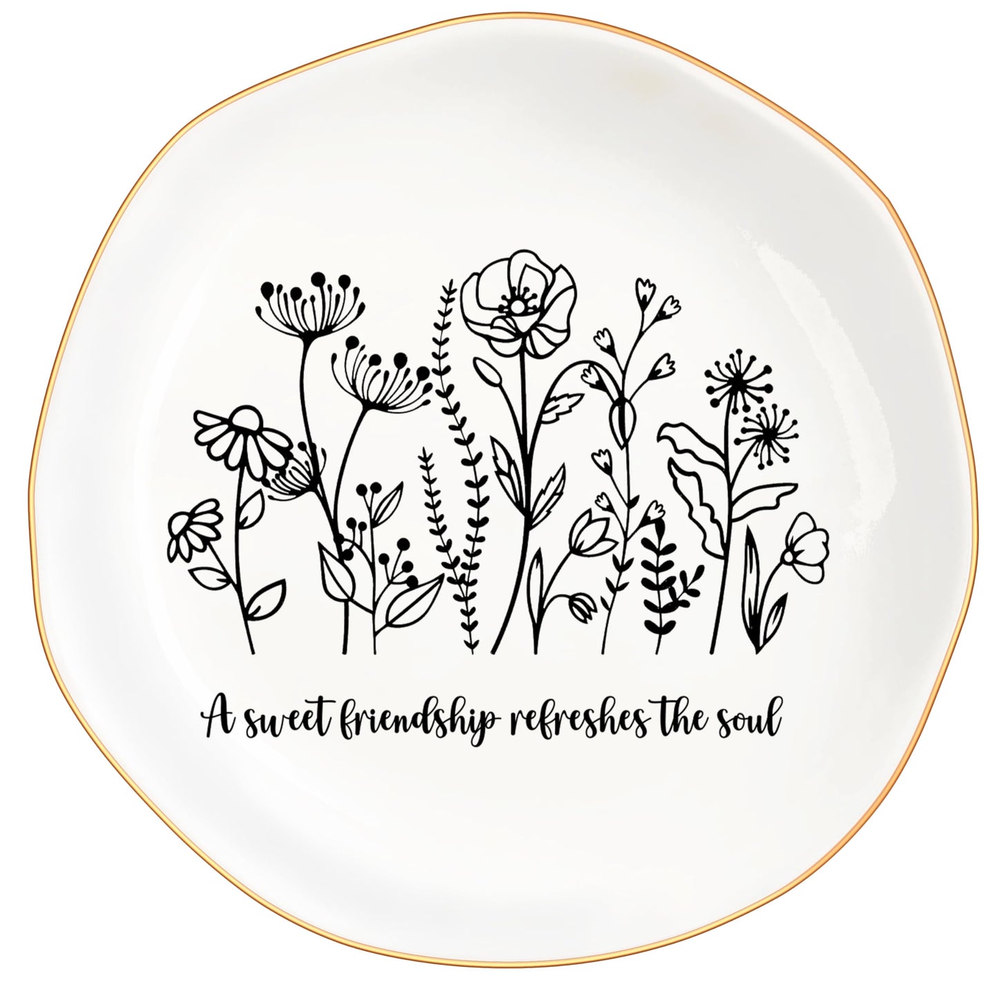 Christian Bible Verse Jewelry Dish Trinket Tray Gifts- Inspirational Ceramic Ring Jewelry Tray Gifts for Women-A Sweet Friendship Refreshes the Soul-Proverbs 27:9 (White)
