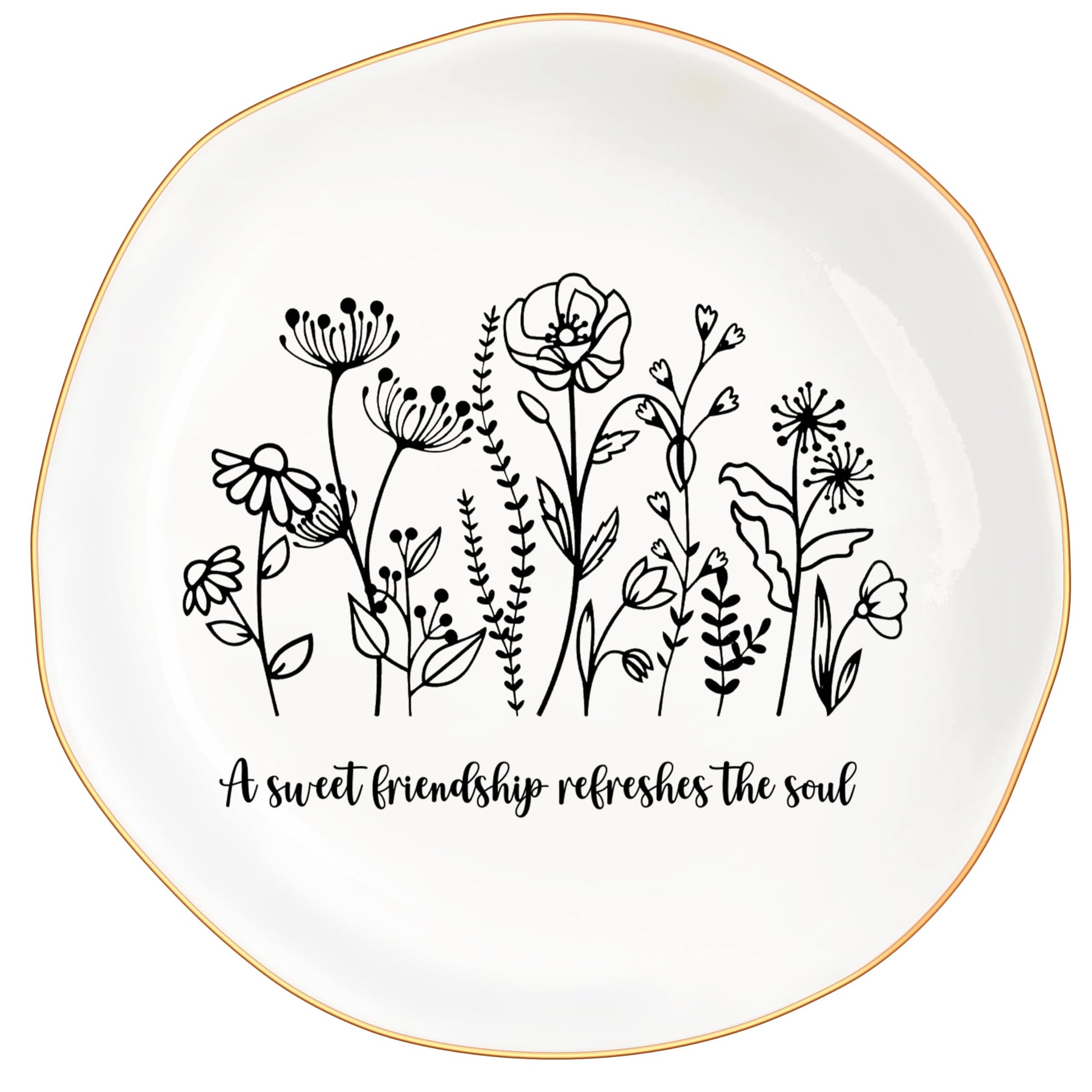 Christian Bible Verse Jewelry Dish Trinket Tray Gifts- Inspirational Ceramic Ring Jewelry Tray Gifts for Women-A Sweet Friendship Refreshes the Soul-Proverbs 27:9 (White)