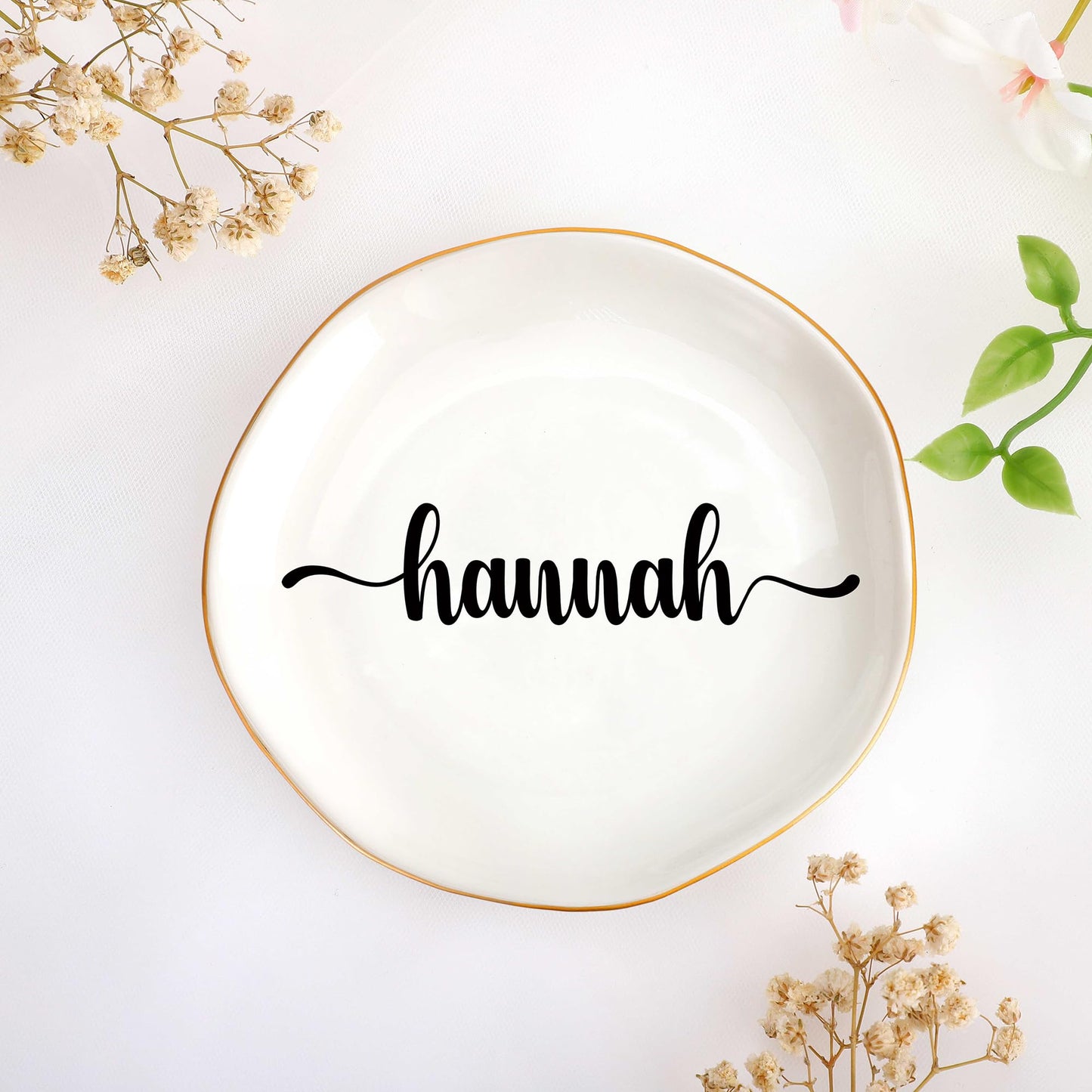 JoycuFF Initial A Ceramic Jewelry Tray, Bridesmaid Bride Gifts, Engagement Birthday Best Friend Mom Grandma Sister Gifts for Women, Trinket Dish for Rings Earrings Necklaces Bracelets Keys
