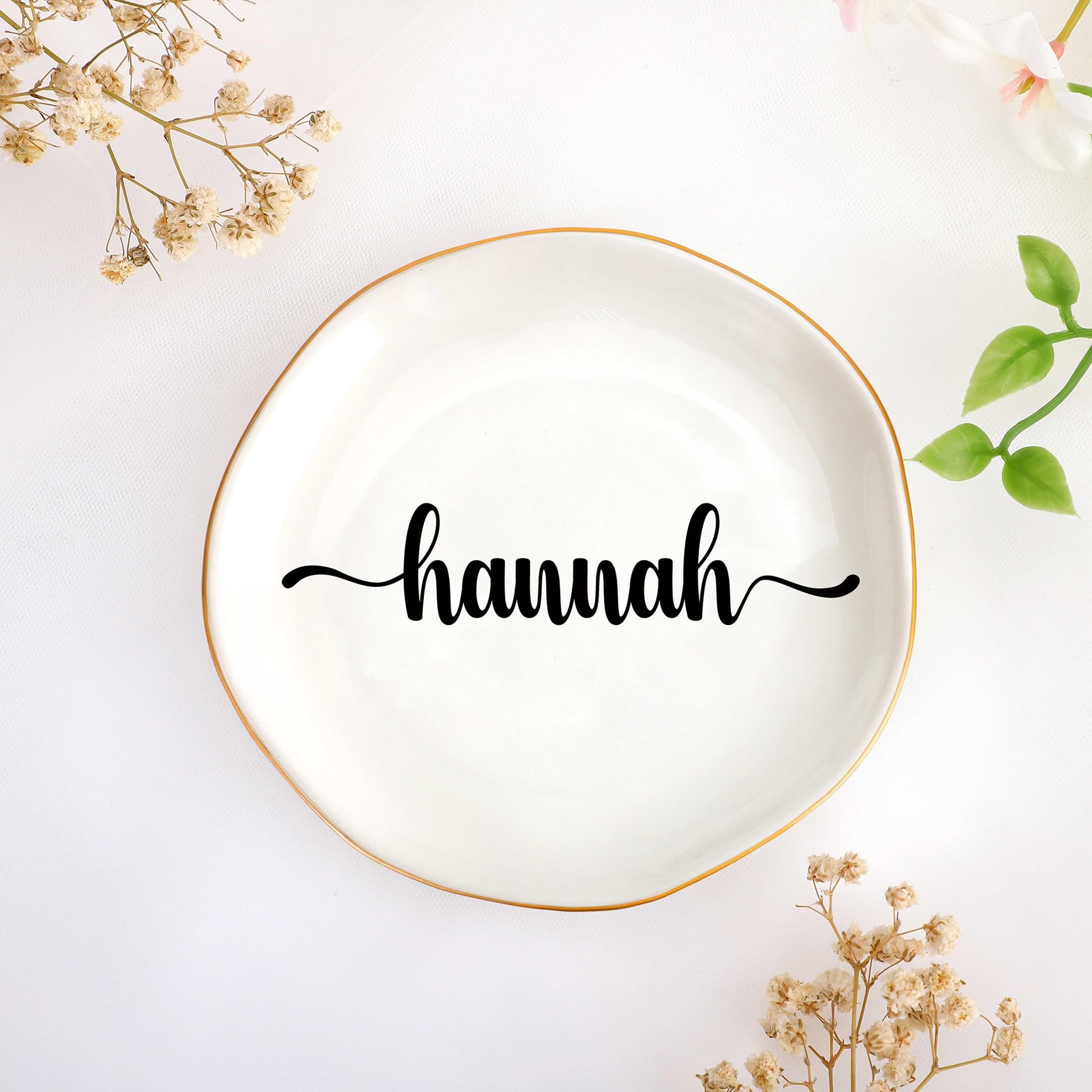 JoycuFF Initial A Ceramic Jewelry Tray, Bridesmaid Bride Gifts, Engagement Birthday Best Friend Mom Grandma Sister Gifts for Women, Trinket Dish for Rings Earrings Necklaces Bracelets Keys